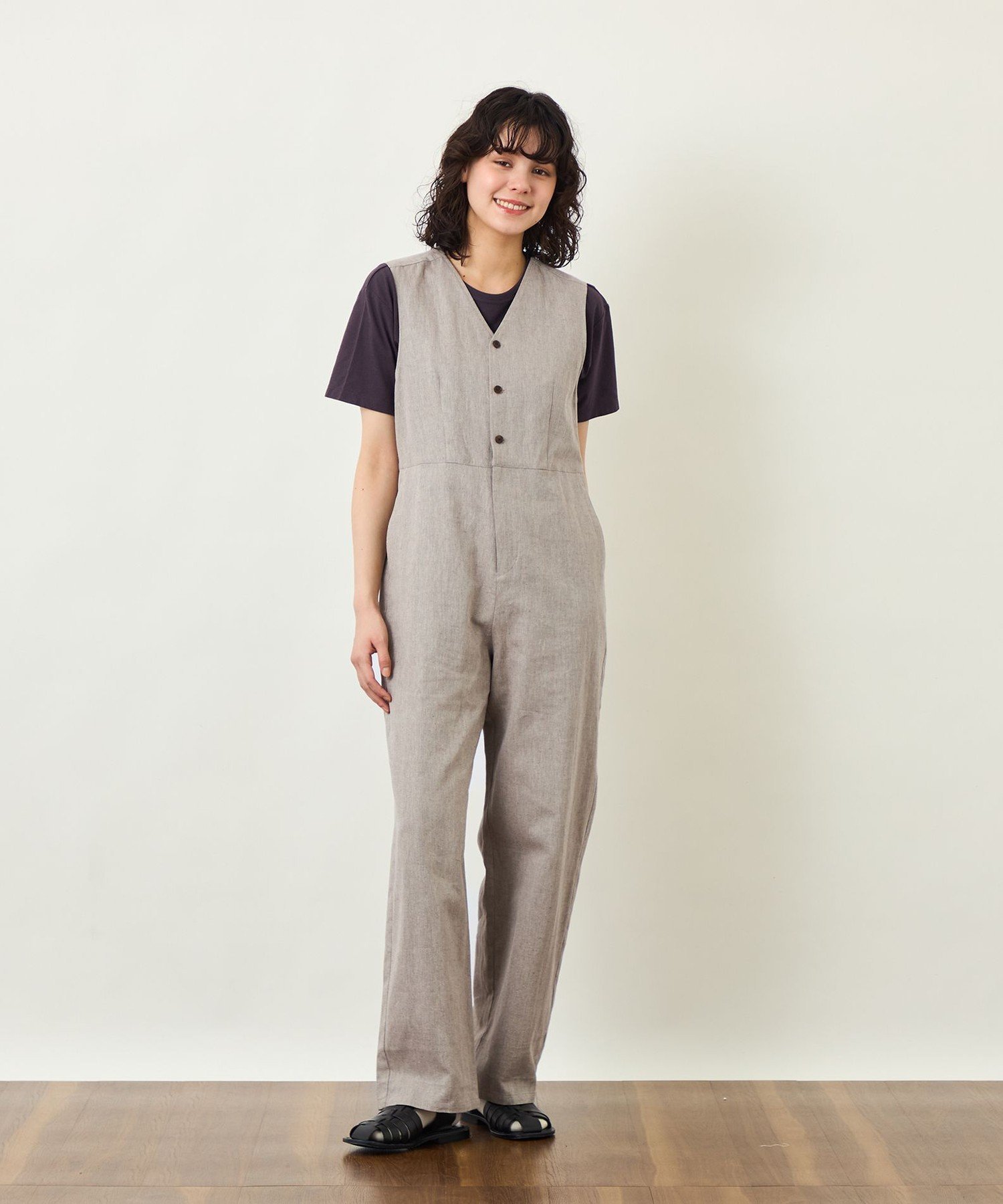 GREY LABEL リネンコットンヘリンボン ジャンプスーツ マッキントッシュ フィロソフィー ワンピース・ドレス その他のワンピース・ドレス カーキグリーン ベージュ