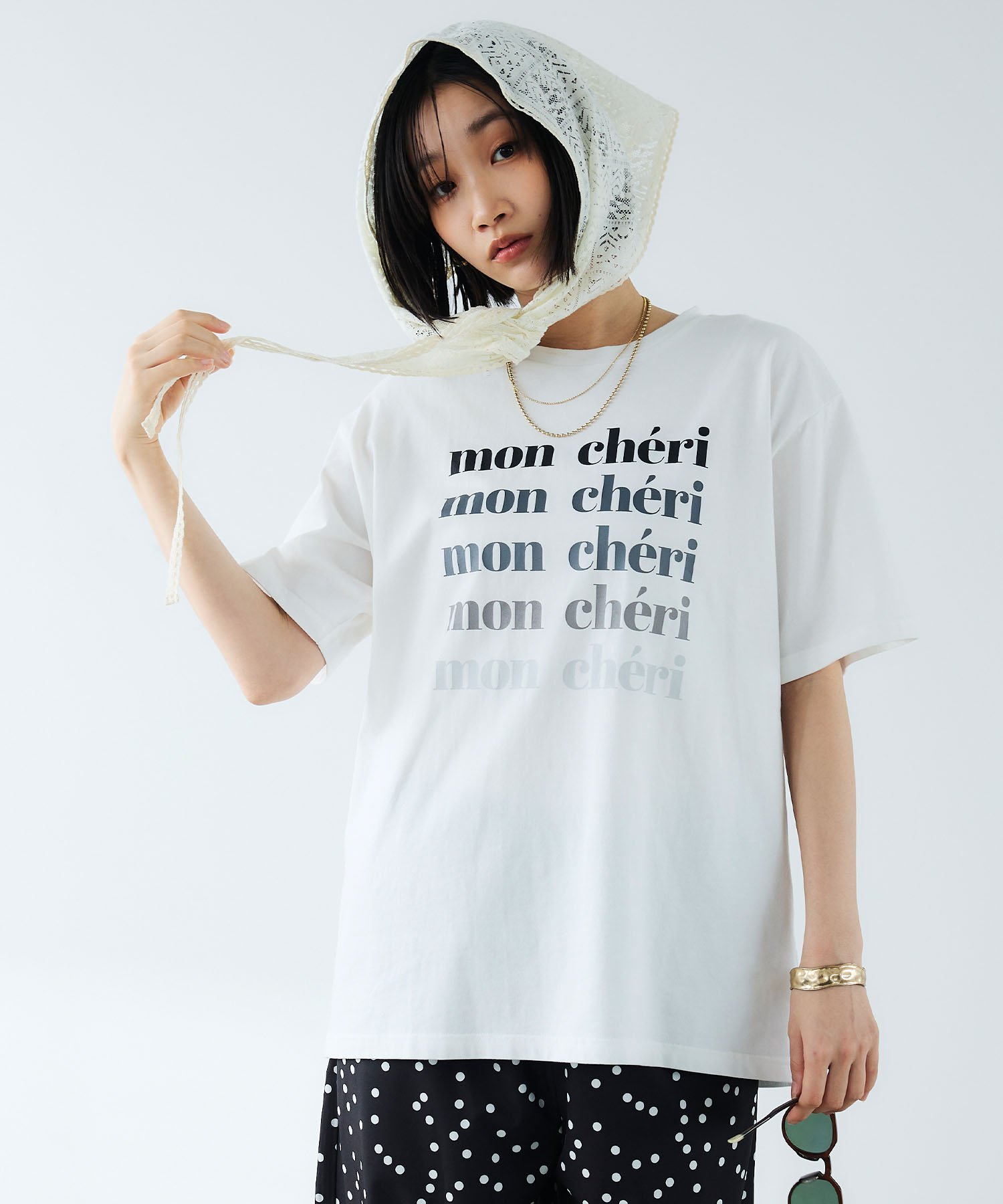 《UV・接触冷感》エブ楽 ロゴプリントTシャツ クロスマルシェ トップス カットソー・Tシャツ ホワイト グレー