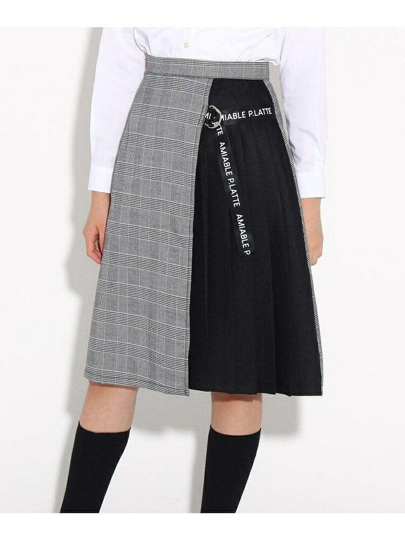 PINK-latte 【卒服】リボン付ラップスカート ピンク ラテ スカート スカートその他 グレー ネイビー【送料無料】