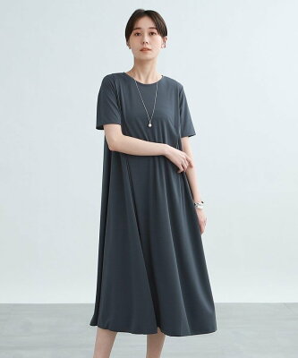 INDIVI 【洗えて楽ちん!/SETUP可能】マットジャージフレアワンピース インディヴィ ワンピース・ドレス その他のワンピース・ドレス グレー ブラック ブラウン【送料無料】