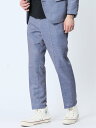 【SALE/15%OFF】TAKA-Q TechLinen スリムフィット ノータックパンツ 青(セットアップ可能) タカキュー スーツ・フォーマル スーツパン...