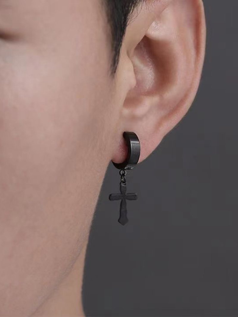 【SALE／14%OFF】Coo+i Coo+i/(W)【片耳用】クロスチャームステンレスイヤーカフ スレンダー アクセサリー・腕時計 イヤリング・イヤーカフ ブラック ゴールド