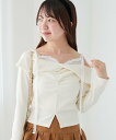 【SALE/10%OFF】MAJESTIC LEGON 肩リボンレースドッキングトップス マジェスティックレゴン トップス その他のトップス グレー ブラック ホワイト【送料無料】