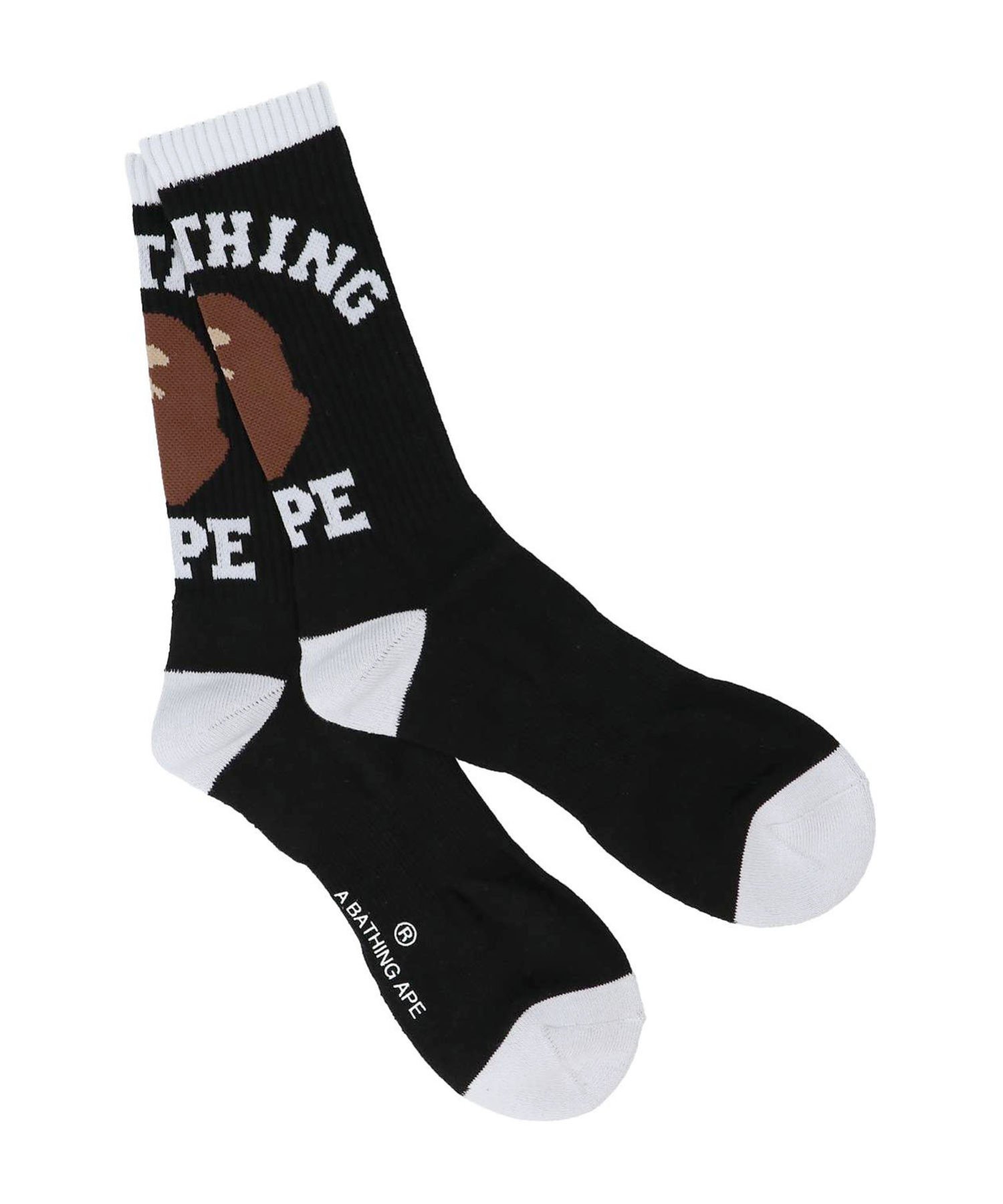 A BATHING APE COLLEGE SOCKS ア ベイシング エイプ 靴下・レッグウェア 靴下 ブラック ホワイト