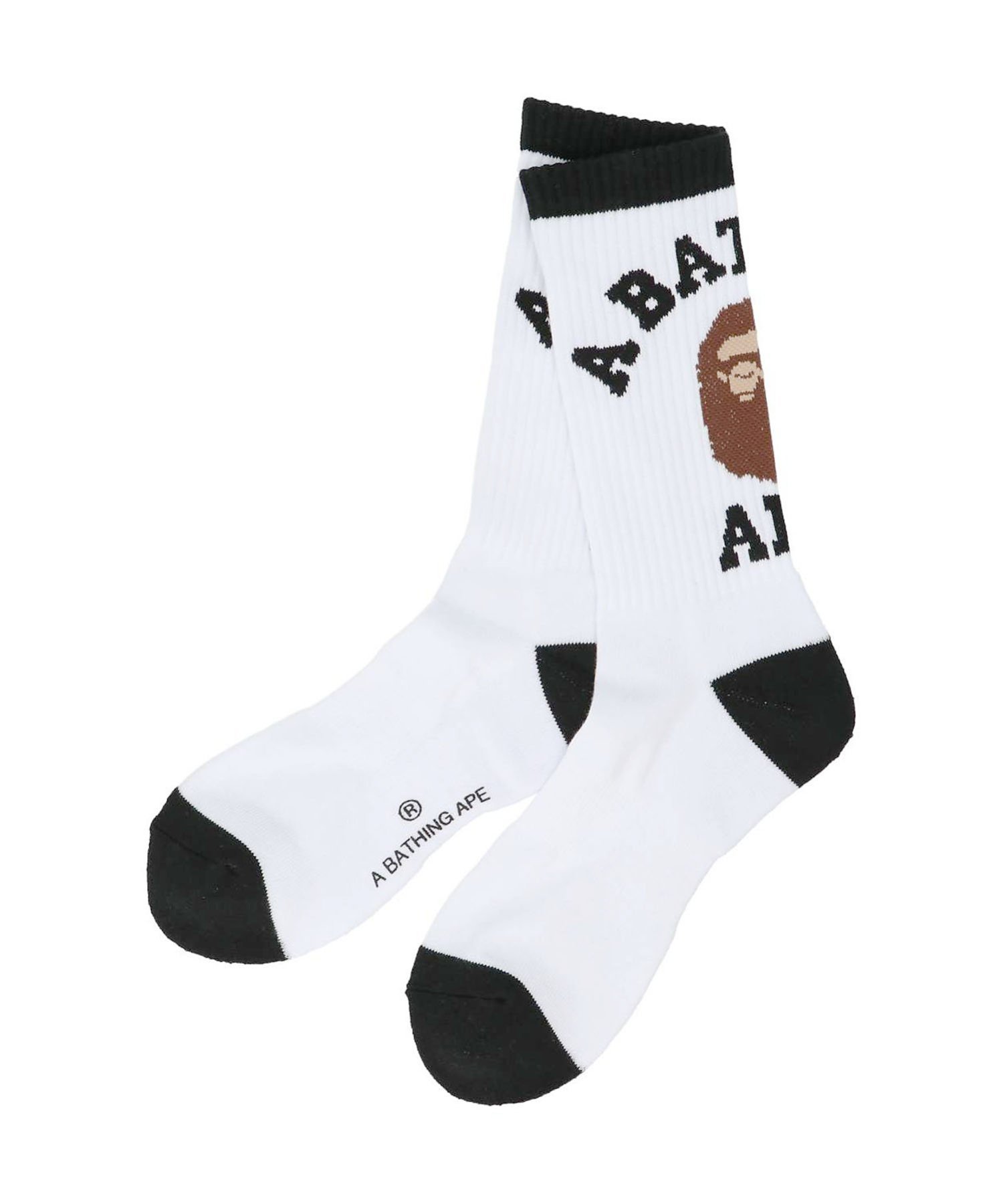 A BATHING APE COLLEGE SOCKS ア ベイシング エイプ 靴下・レッグウェア 靴下 ブラック ホワイト