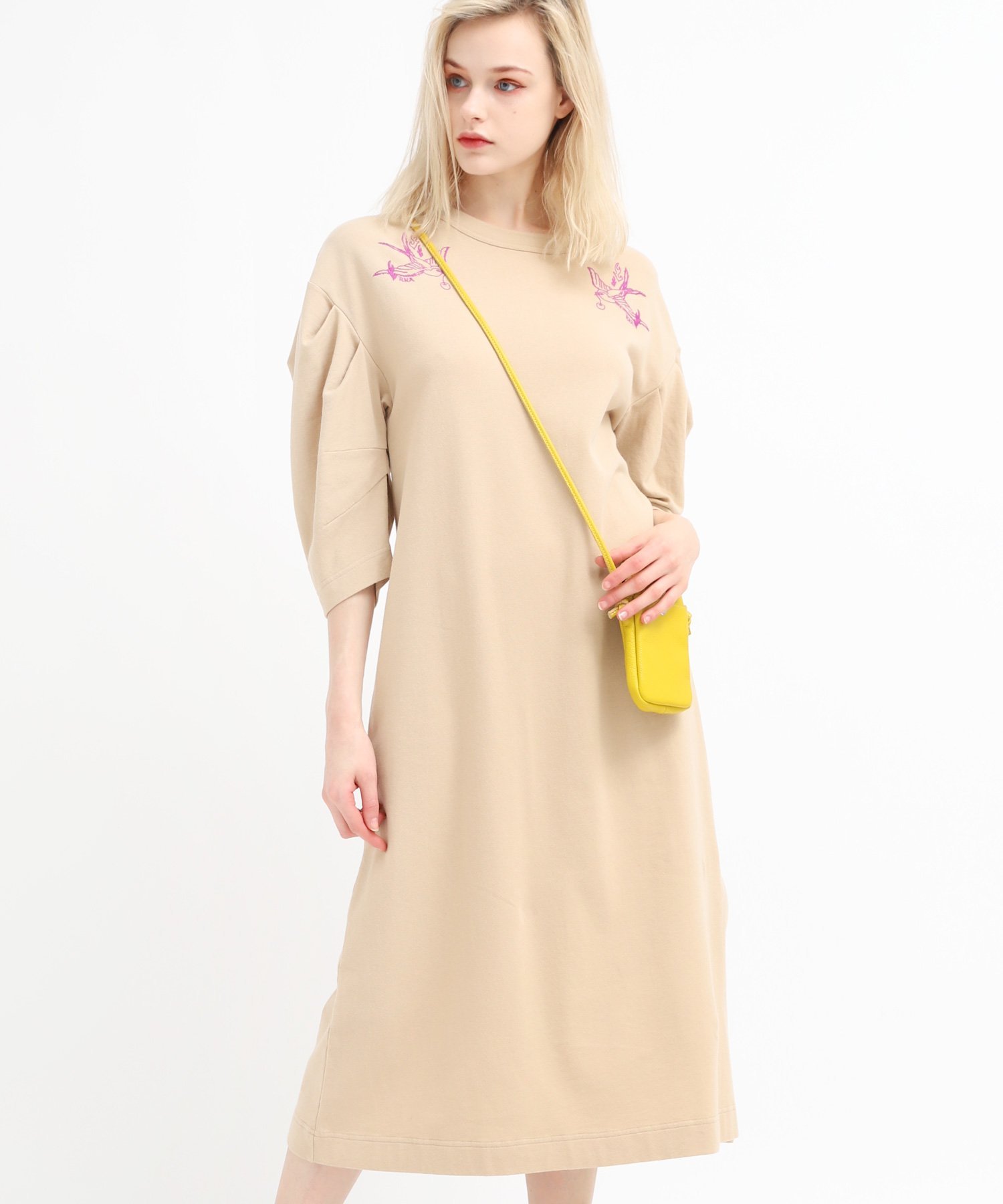RNA M1323 スリーブデザインマキシTワンピース アールエヌエー ワンピース・ドレス その他のワンピース・ドレス ホワイト ベージュ