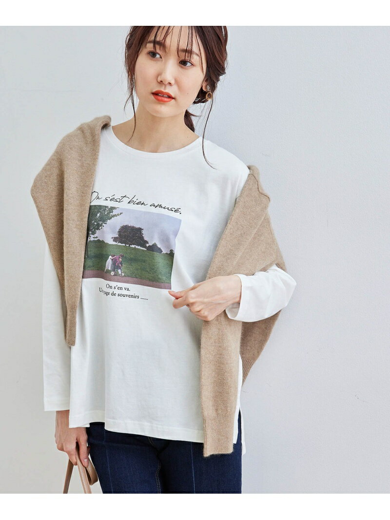 【SALE／50%OFF】ROPE' PICNIC 【ORGABITS】Photo&logoロングTシャツ ロペピクニック トップス カットソー・Tシャツ ホワイト ブラックのサムネイル