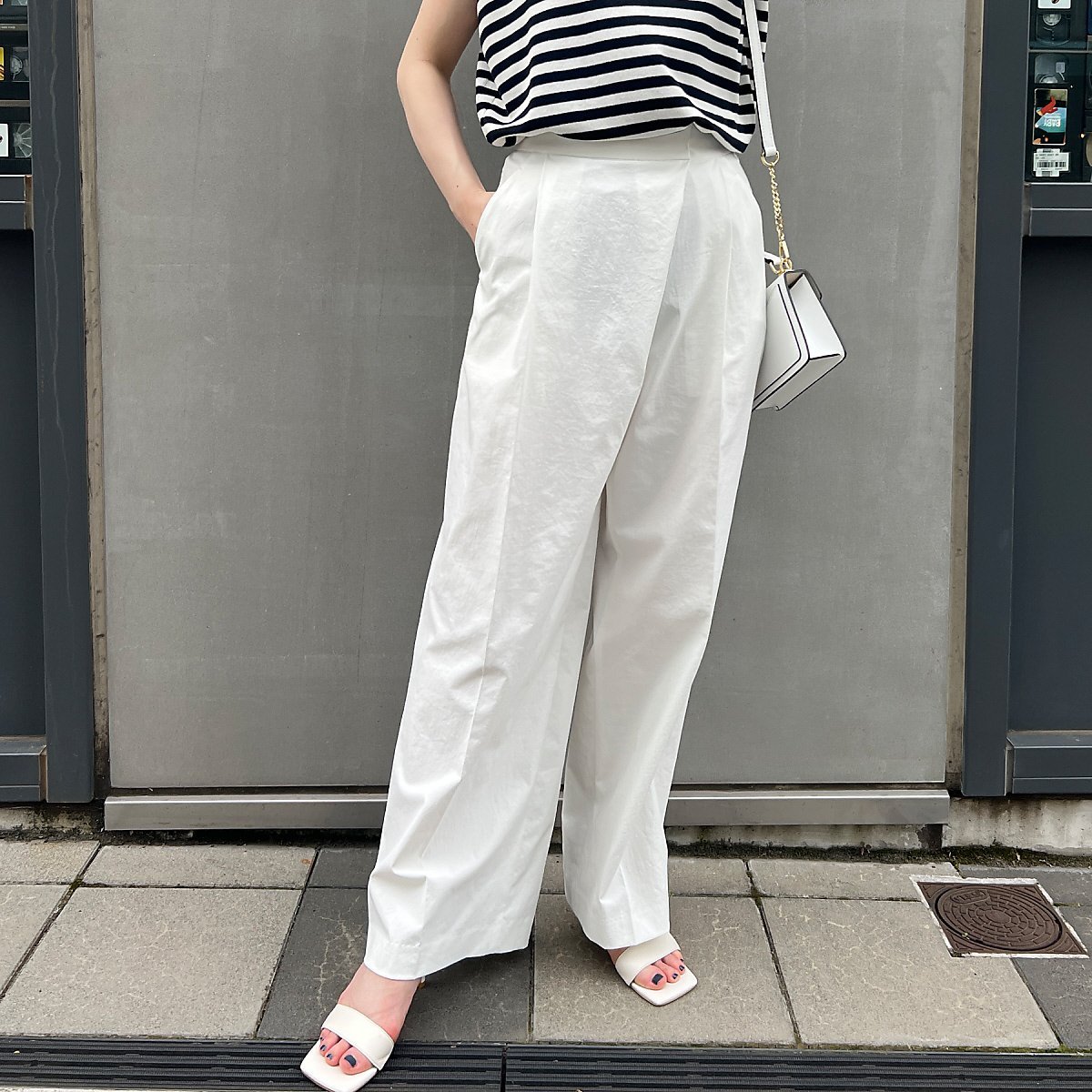 Rouge vif la cle フロントタックワイドPT ルージュ・ヴィフ ラクレ パンツ その他のパンツ ブルー ホワイト ベージュ