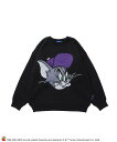 B ONE SOUL 【SEQUENZ】TOM and JERRY BIG FACE C/N SWEATER / トムとジェリー ストリート 古着風 ロゴ ペアコーデ クルーネック ナバル トップス ニット ブラック グレー ホワイト ネイビー【送料無料】