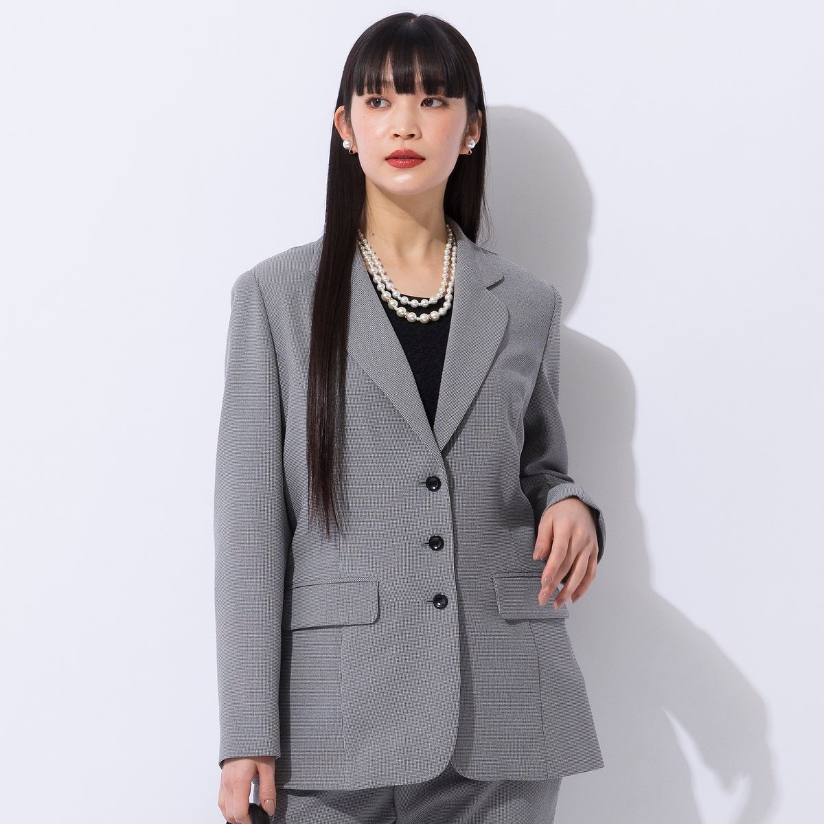 Liliane Burty ドライタッチ テーラードジャケット[セットアップ可] リリアンビューティ ジャケット・アウター テーラードジャケット・ブレザー ブラック グレー