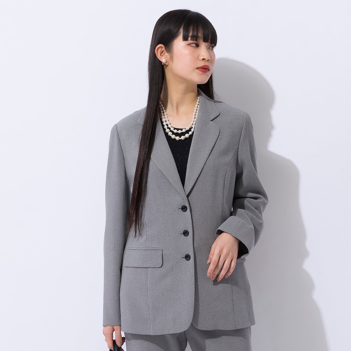 Liliane Burty ドライタッチ テーラードジャケット[セットアップ可] リリアンビューティ ジャケット・アウター テーラードジャケット・ブレザー ブラック グレー