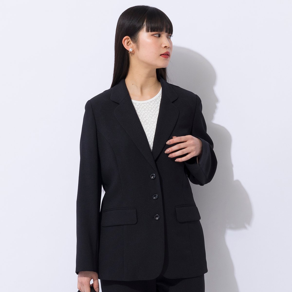 Liliane Burty ドライタッチ テーラードジャケット[セットアップ可] リリアンビューティ ジャケット・アウター テーラードジャケット・ブレザー ブラック グレー