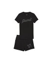 PUMA キッズ ガールズ ブロッサム 半袖 Tシャツ ショーツ セット 120-160cm プーマ パンツ ジャージ・スウェットパンツ ブラック【送料無料】