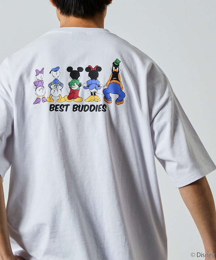 【SALE／10 OFF】FREAK 039 S STORE DISNEY/ディズニー 別注 ビッグシルエット バックプリント クルーネックTシャツ BEST BUDDIES 【限定展開】 フリークスストア トップス カットソー Tシャツ ホワイト グレー ブラック ピンク ネイビー【送料無料】