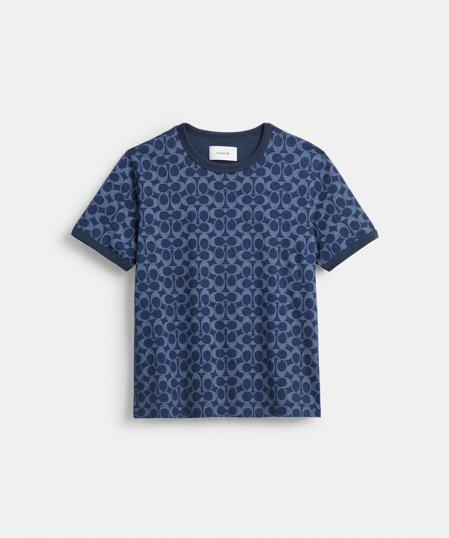 COACH 【公式】シグネチャー リンガー Tシャツ・オーガニック コットン コーチ トップス カットソー・Tシャツ ブルー【送料無料】