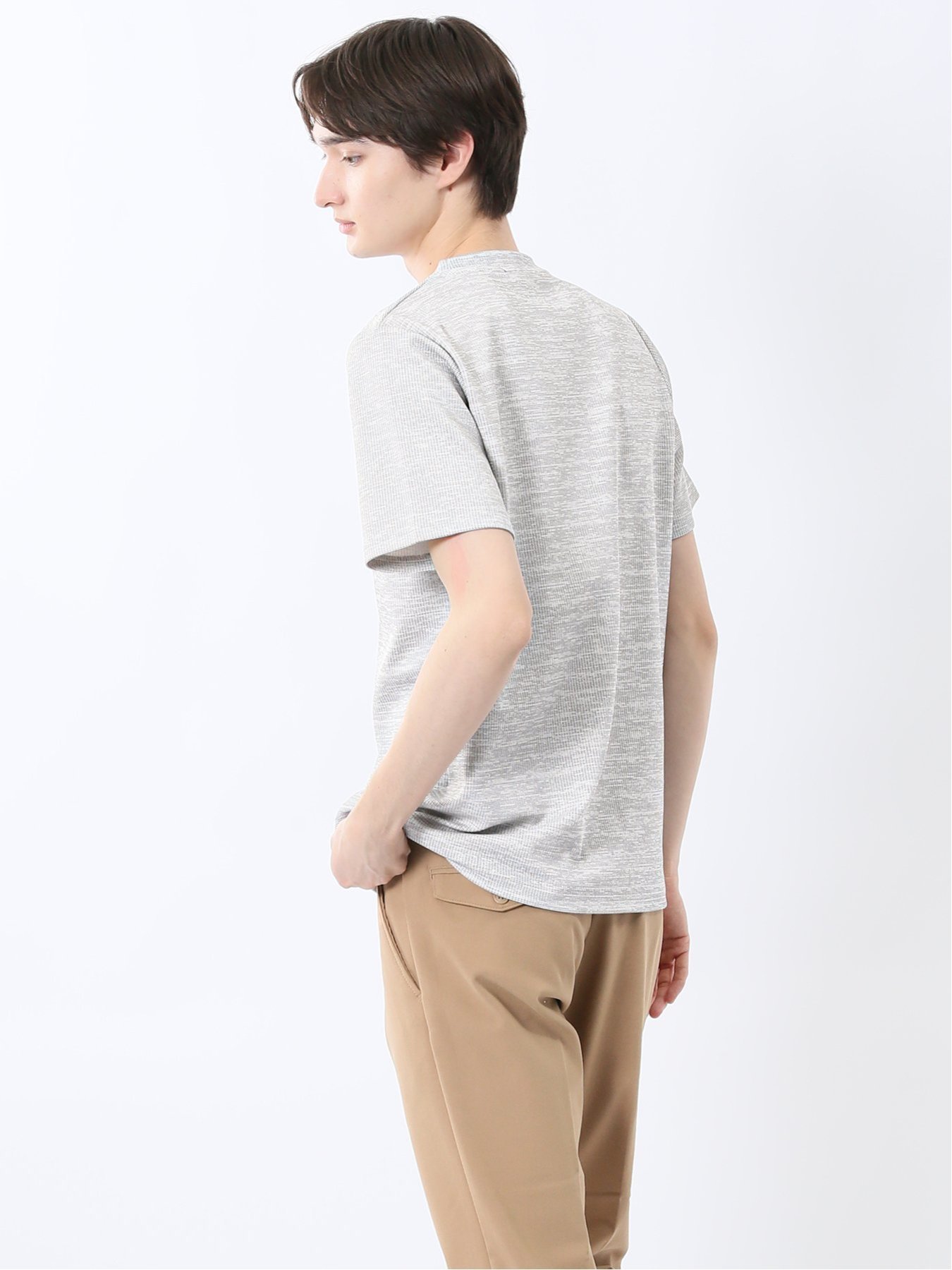 【SALE／30%OFF】m.f.editorial ハイストレッチ メランジ クルーネック半袖Tシャツ タカキュー トップス カットソー・Tシャツ ネイビー