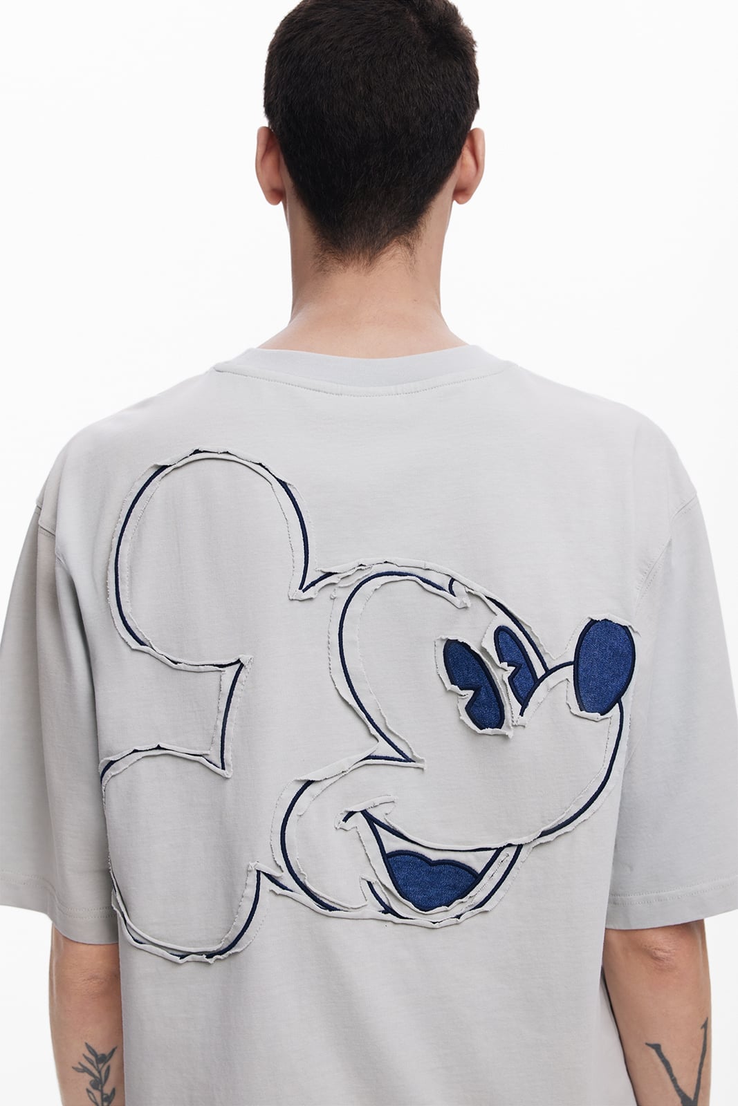 ミッキーマウスパッチワークTシャツ ディズニー デシグアル トップス カットソー・Tシャツ グレー