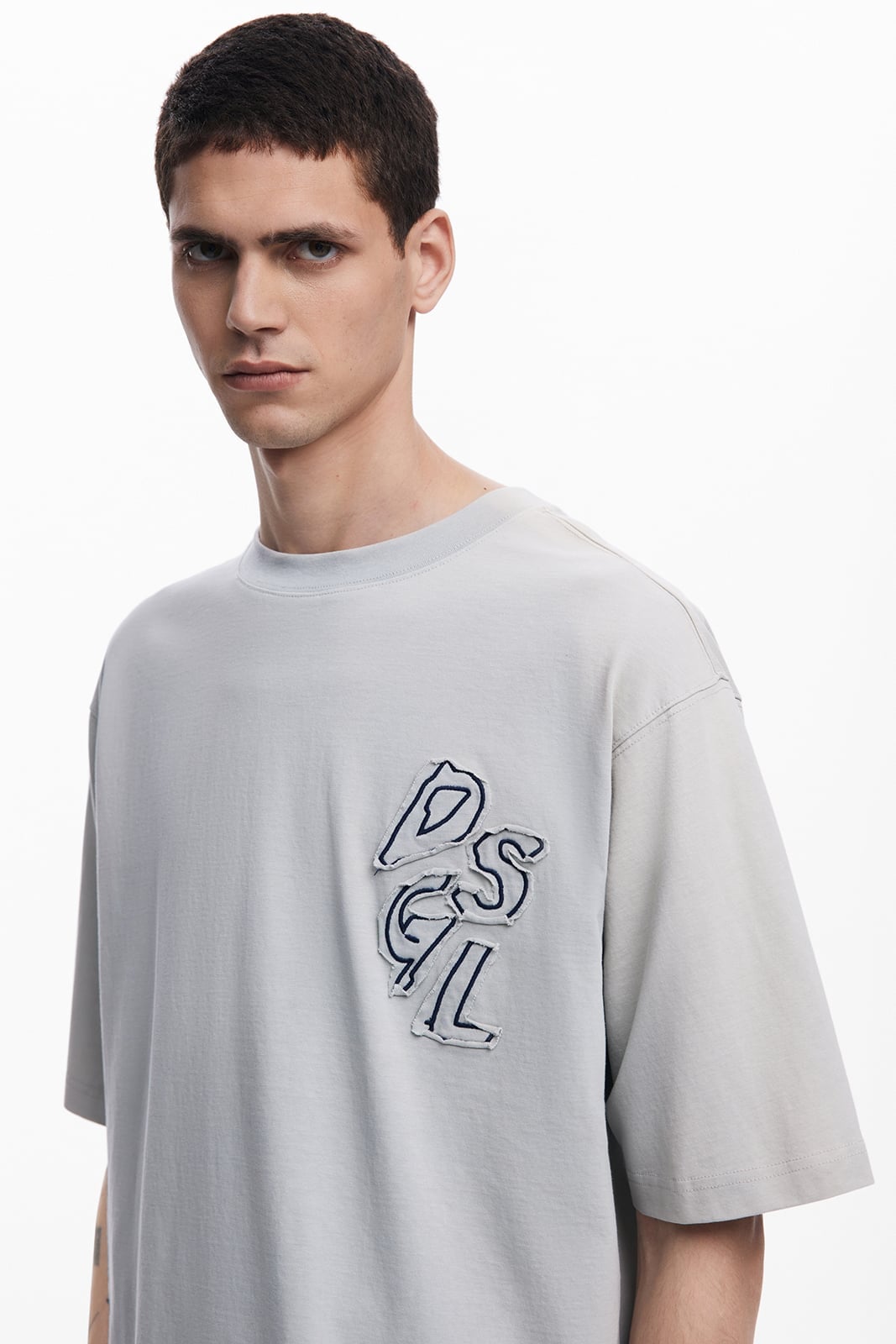 ミッキーマウスパッチワークTシャツ ディズニー デシグアル トップス カットソー・Tシャツ グレー