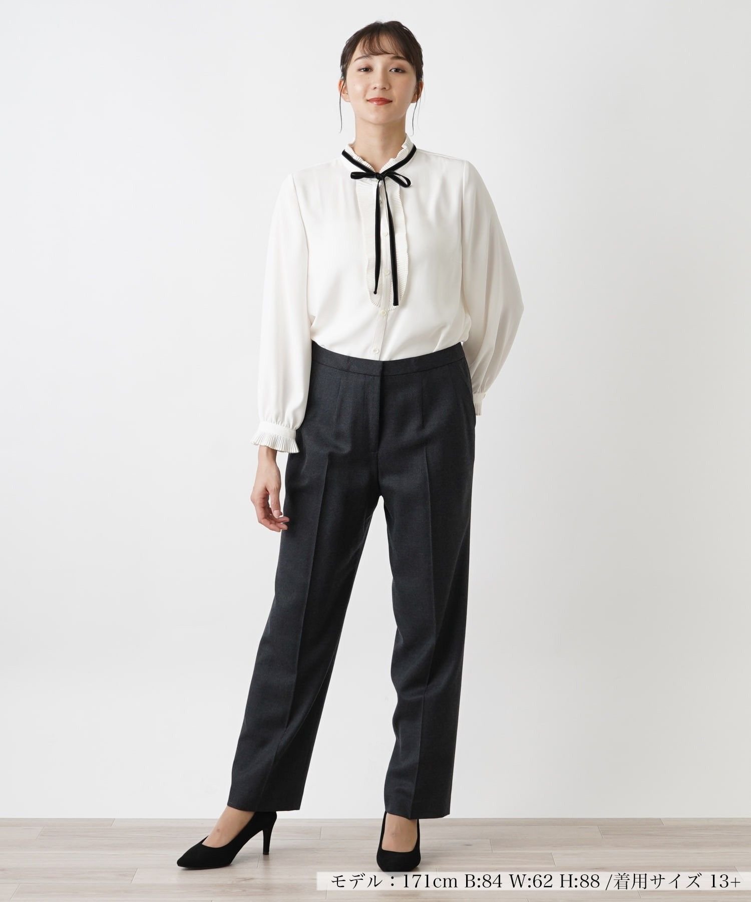 Leilian PLUS HOUSE ブラウス【ROCHAS Premiere】 レリアン プラスハウス トップス シャツ・ブラウス ホワイト