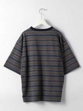 【SALE／30%OFF】UNITED ARROWS green label relaxing SCジャカードボーダークルーネック5分袖カットソーTシャツ ユナイテッドアローズ グリーンレーベルリラクシング カットソー Tシャツ ネイビー ベージュ