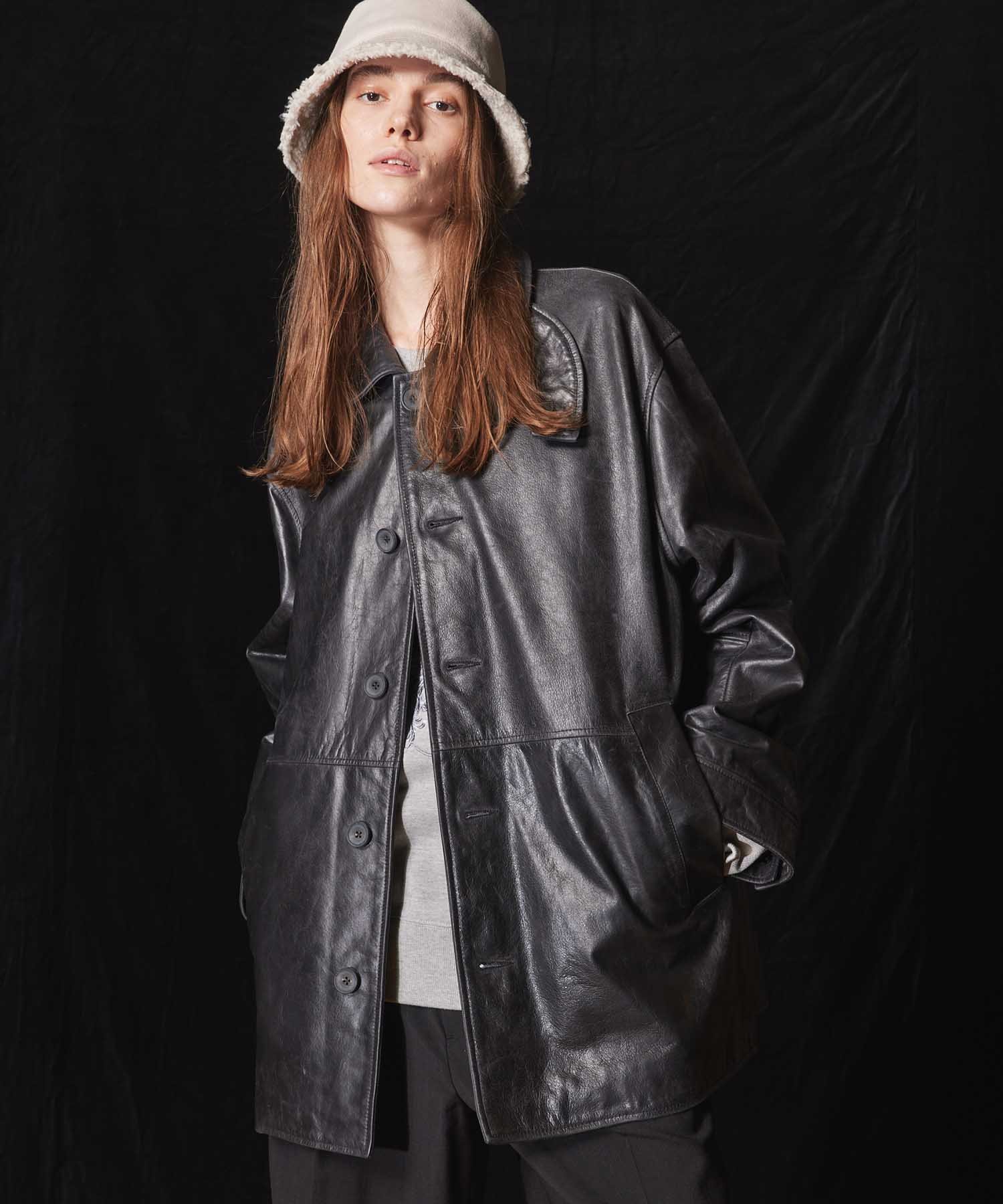 MAISON SPECIAL Buffalo Crack Leather Dress-Over Car Coat メゾンスペシャル ジャケット アウター カバーオール ワークジャケット ブラック【送料無料】