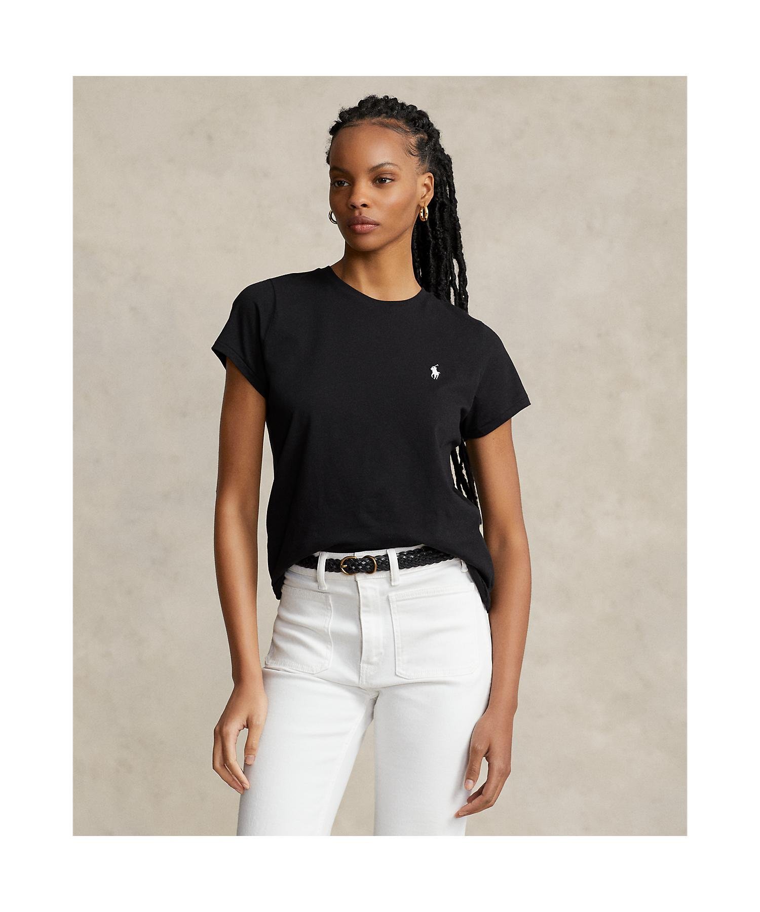 ポロ ラルフローレン トップス レディース POLO RALPH LAUREN コットン ジャージー クルーネック Tシャツ ラルフローレン トップス カットソー・Tシャツ ブラック【送料無料】