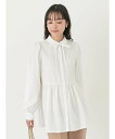 【SALE/30%OFF】earth music&ecology リボン付き切り替えギャザーシャツチュニック アースミュージック&エコロジー ワンピース・ドレス チュニック ブルー イエロー ホワイト(4)