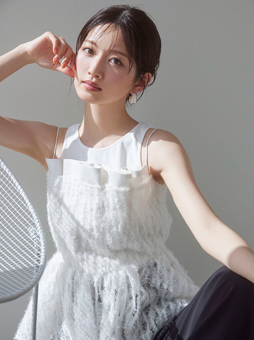 SNIDEL カットタンクレイヤードチュニック スナイデル トップス スウェット・トレーナー ホワイト グレー オレンジ【送料無料】のサムネイル