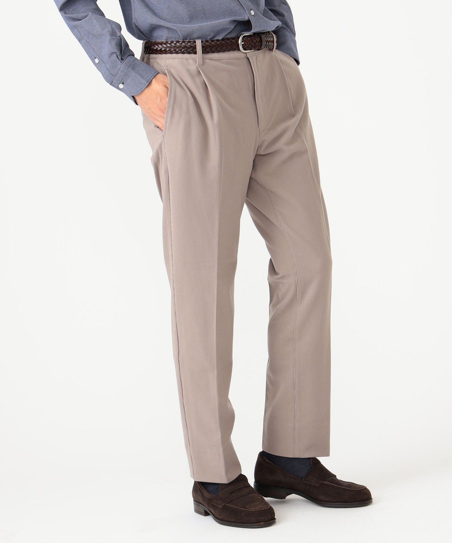 【SALE／60%OFF】BEAMS HEART MEN テックコーデュロイ 1プリーツ イージースラックス 23AW ビームス アウトレット スーツ・フォーマル スーツパンツ ベージュ カーキグリーン ネイビー【送料無料】