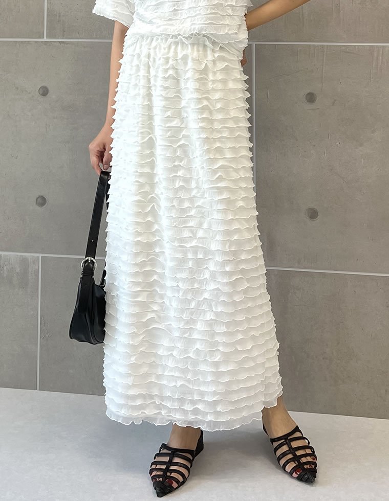 【SALE／45%OFF】Re:EDIT カットフリルナロースカート リエディ スカート ロング・マキシスカート ブルー ホワイト stylife-14906923 Rakuten Fashion パッケージ画像
