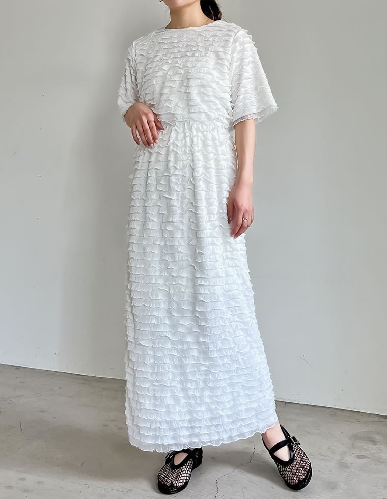 【SALE／45%OFF】Re:EDIT カットフリルナロースカート リエディ スカート ロング・マキシスカート ブルー ホワイト stylife-14906923 Rakuten Fashion サンプル画像3