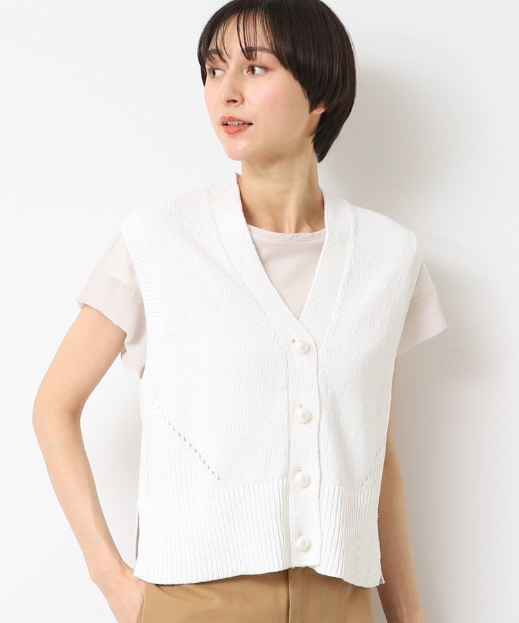 【SALE／50%OFF】Dessin 【洗える】パール調ボタン付きニットジレ デッサン トップス ベスト・ジレ ブ..