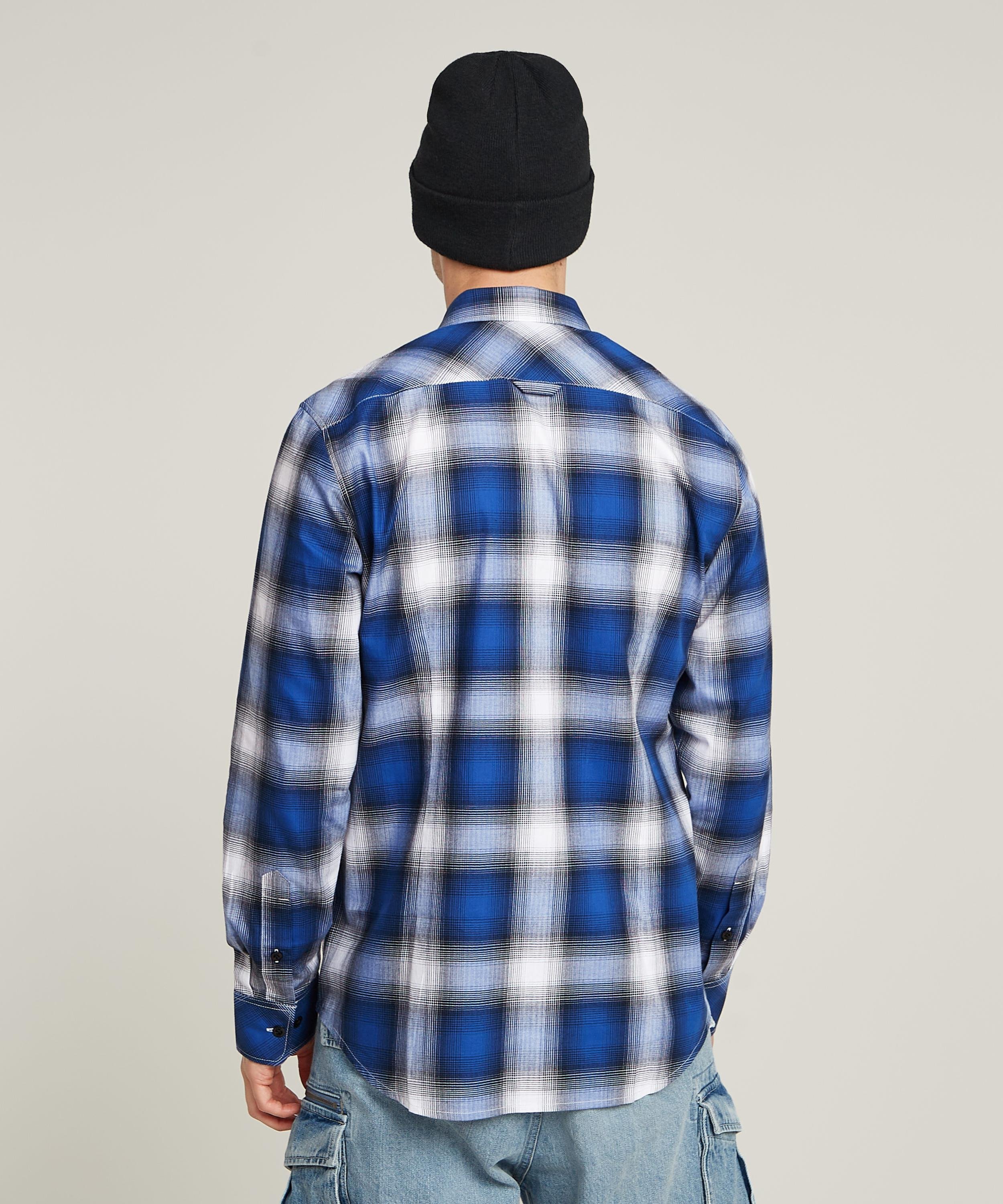 【公式ショップ】BRISTUM 2.0 SLIM SHIRT/ミリタリーディテールスリムチェックシャツ ジースターロゥ トップス シャツ・ブラウス ブルー