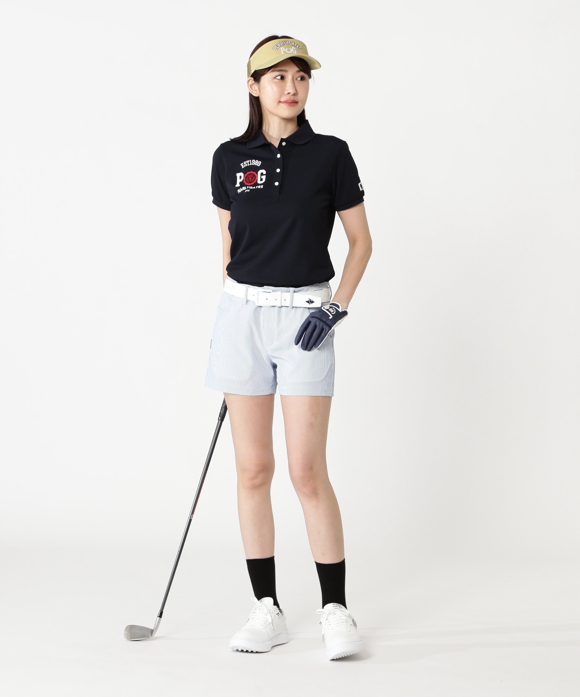 PEARLY GATES ストライプPeストレッチサッカーショートパンツ パーリーゲイツ パンツ その他のパンツ ブルー
