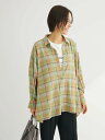 【SALE／60%OFF】Green Parks チェック柄シャツチュニック 24SS/体型カバー/長袖/春/レディース グリーンパークス ワンピース・ドレス チュニック グリーン ブルー ベージュ