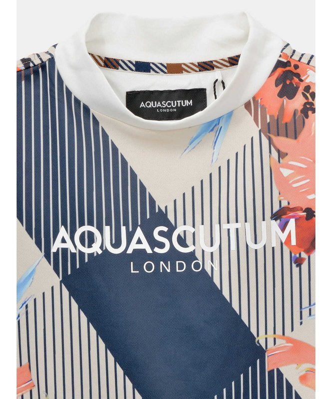 【SALE／50%OFF】Aquascutum GOLF GOLF WOMEN クラブチェックフラワーモックネック アクアスキュータム トップス カットソー・Tシャツ グリーン ネイビー【送料無料】