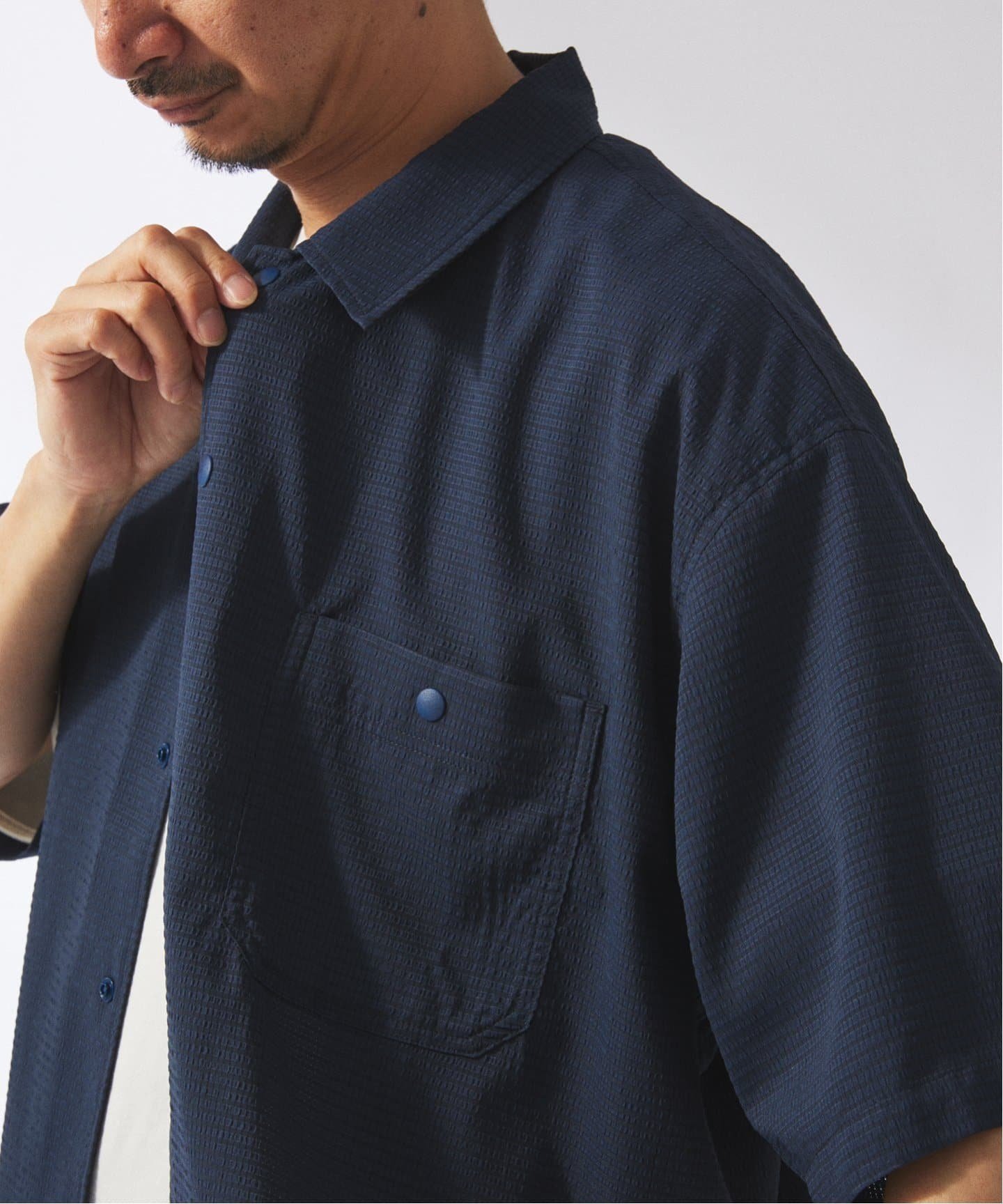 JOURNAL STANDARD relume 【DRY-STUFF】エアリードッツ サッカー半袖シャツ ジャーナル スタンダード レリューム トップス シャツ・ブラウス ベージュ ブラック ネイビー【送料無料】のサムネイル