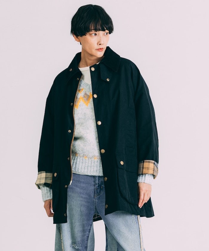 Barbour 別注OS Beaufort ピーチスキン custom lining 25AW フリークスストア ジャケット・アウター その他のジャケット・アウター グリーン ブラック【送料無料】