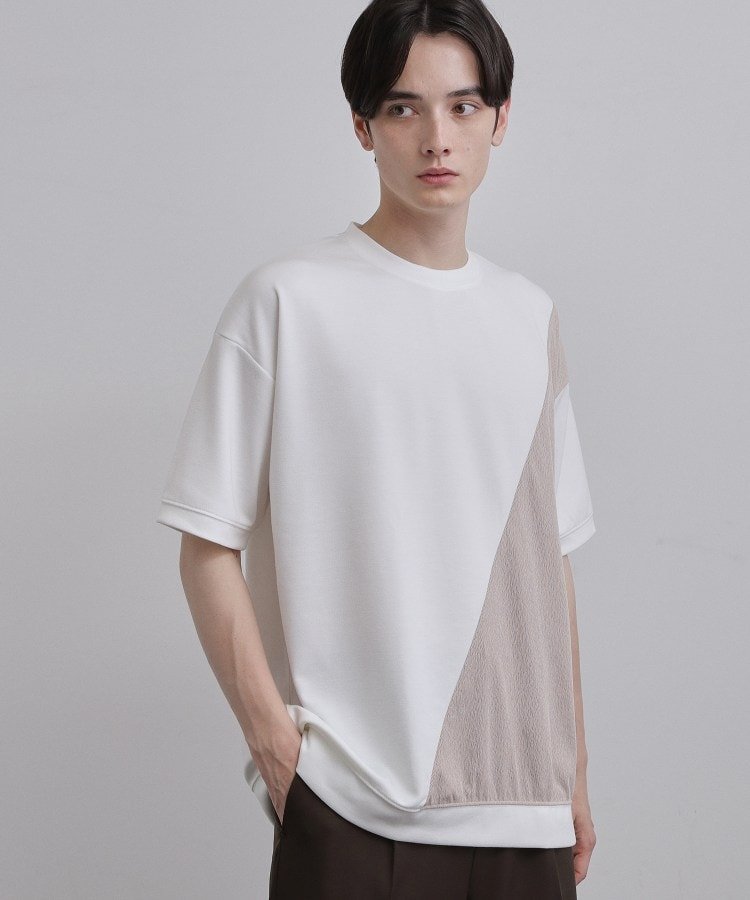 【SALE／55%OFF】tk.TAKEO KIKUCHI 切り替えカットソー ティーケータケオキクチ トップス カットソー・Tシャツ ブラック ホワイト