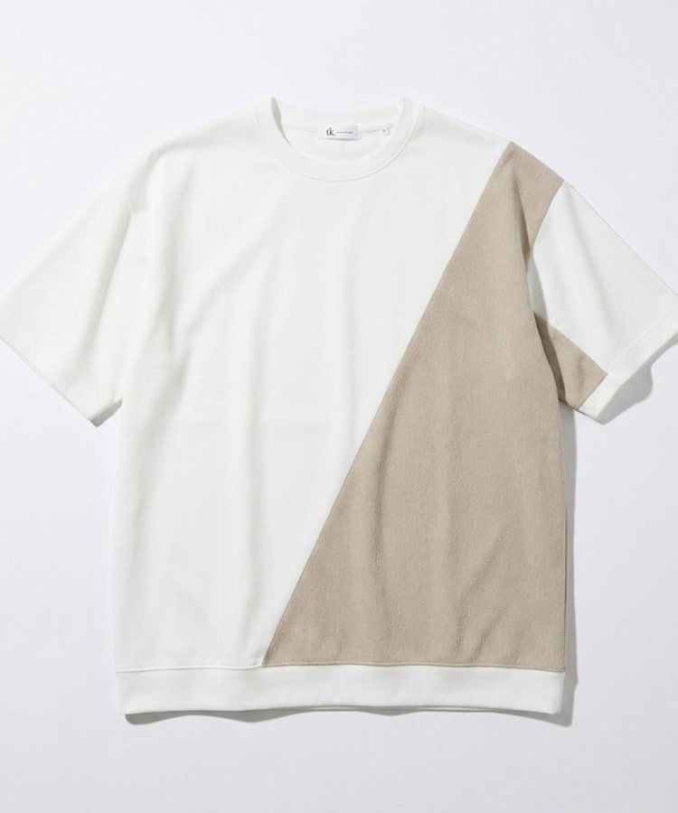 tk.TAKEO KIKUCHI 切り替えカットソー ティーケータケオキクチ トップス カットソー・Tシャツ ブラック ホワイト