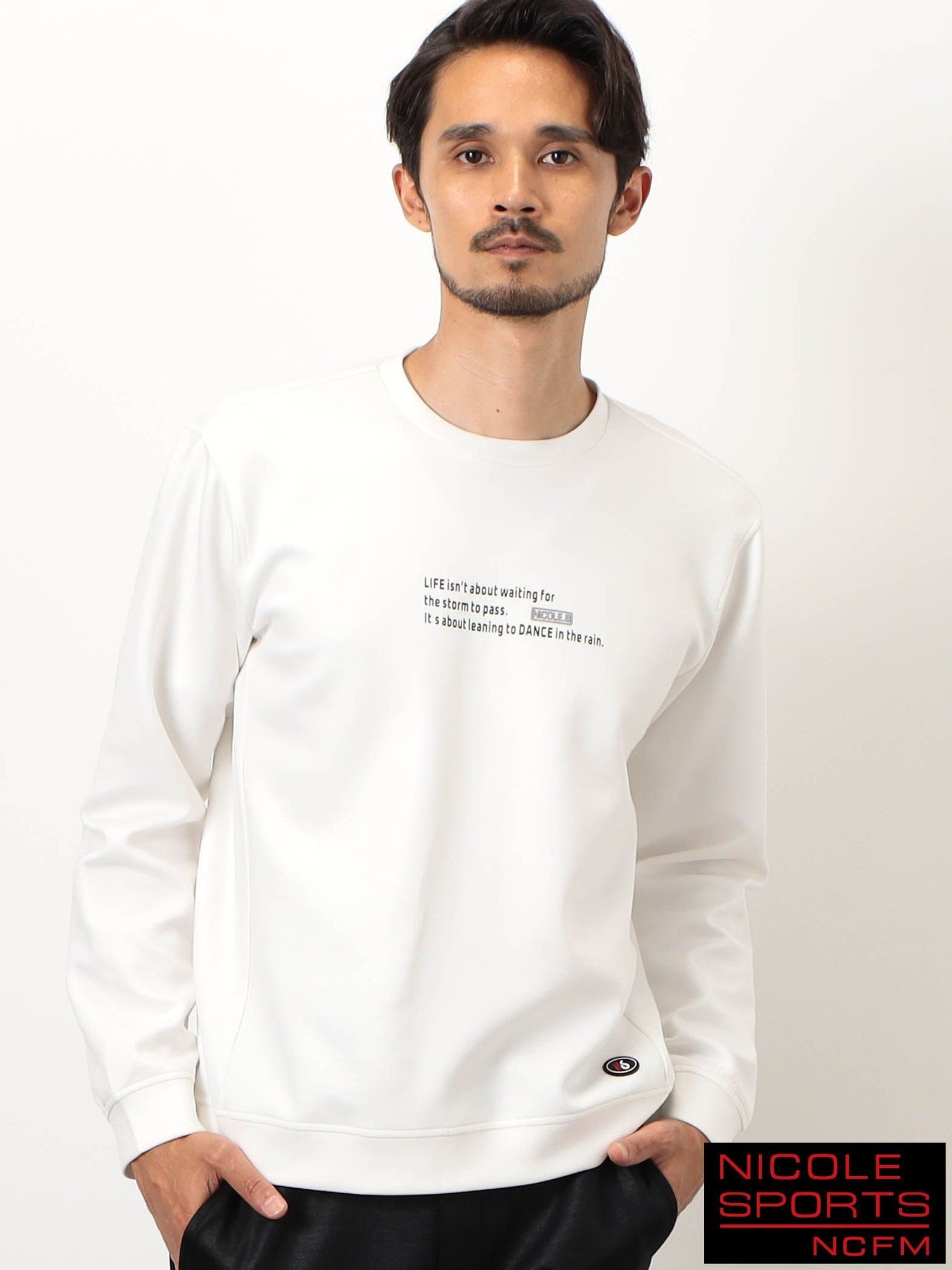 NICOLE CLUB FOR MEN 【NICOLE SPORTS】ダンボールニットプルオーバー ニコル トップス スウェット・トレーナー ホワイト ブラック グレー カーキグリーン【送料無料】