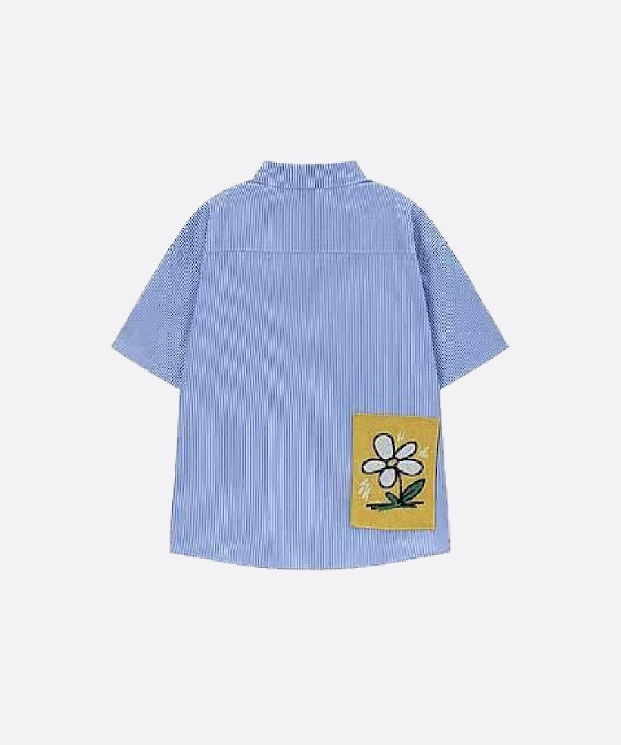 U:UME Graffiti Pocket Stripe Shirt ユーム トップス シャツ・ブラウス ブルー