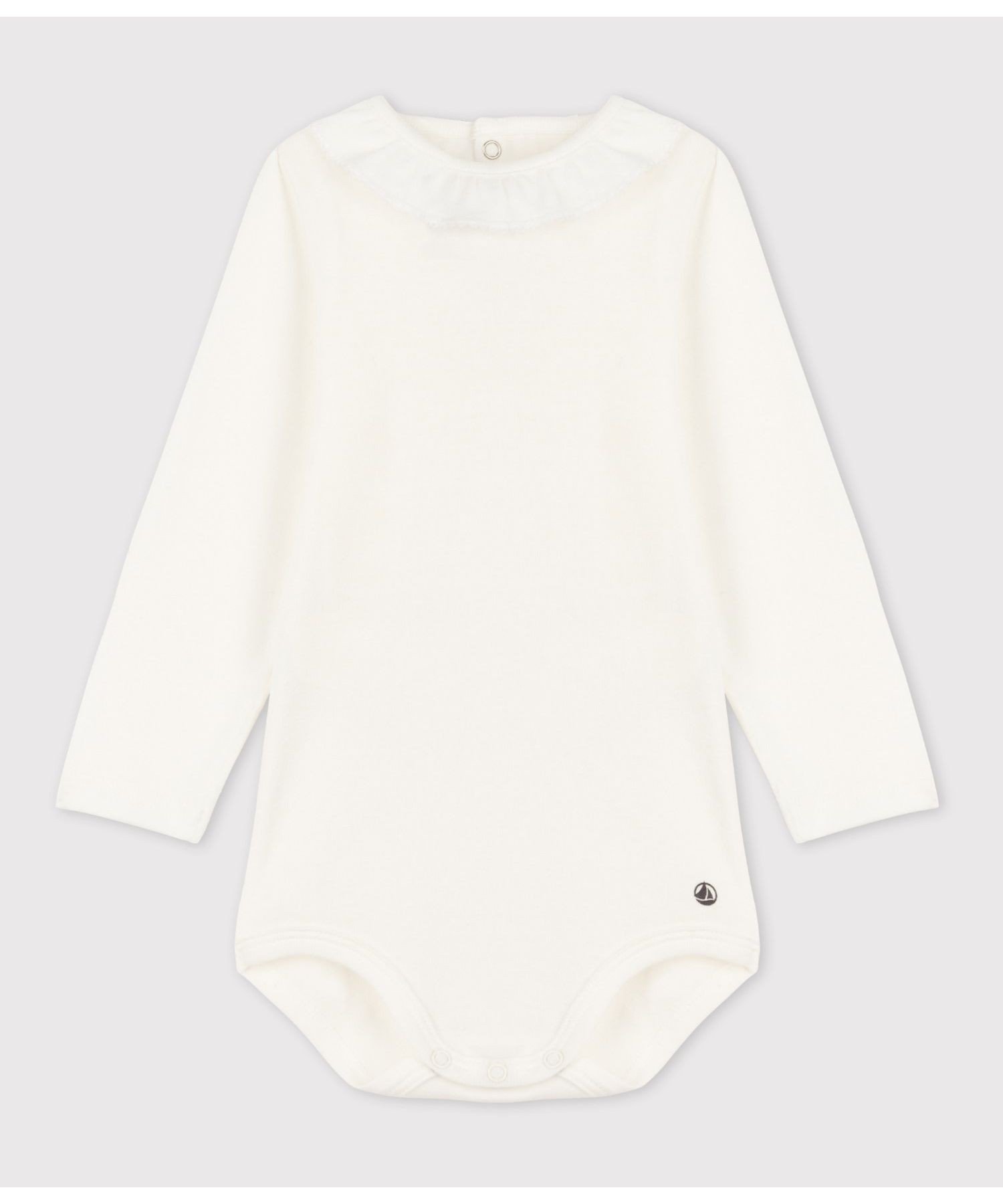 【SALE／20%OFF】PETIT BATEAU 衿つき長袖ボディ プチバトー マタニティウェア・ベビー用品 ロンパース・カバーオール ホワイト