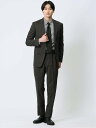 m.f.editorial マルゾット/Marzotto ウール混 スリムフィット 2ボタン2ピーススーツ 組織カーキ タカキュー スーツ・フォーマル セットア...