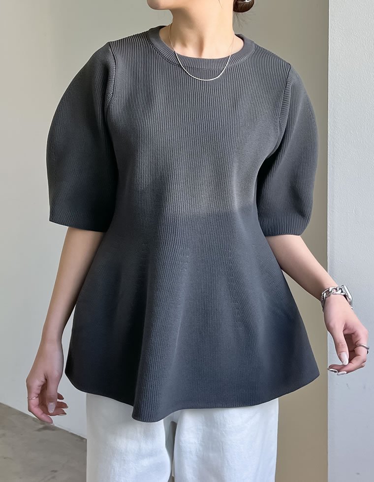 Re:EDIT パフスリーブペプラムニットトップス リエディ トップス ニット グレー ブラック ブラウン【送料無料】 stylife-14907019 Rakuten Fashion サンプル画像2