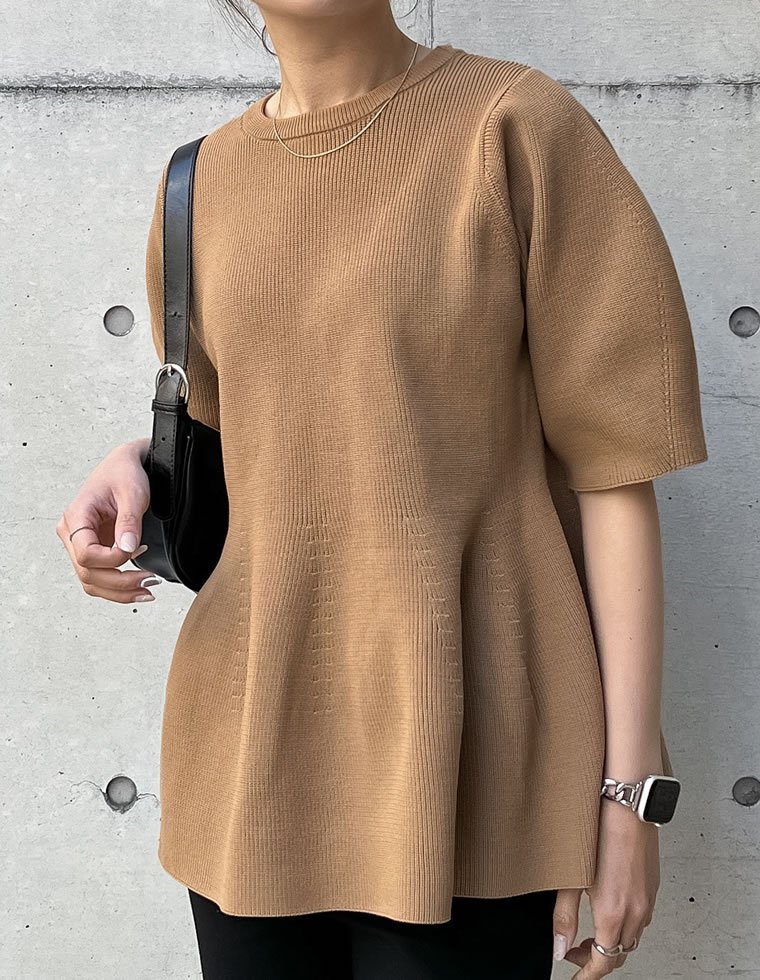 Re:EDIT パフスリーブペプラムニットトップス リエディ トップス ニット グレー ブラック ブラウン【送料無料】 stylife-14907019 Rakuten Fashion サンプル画像3