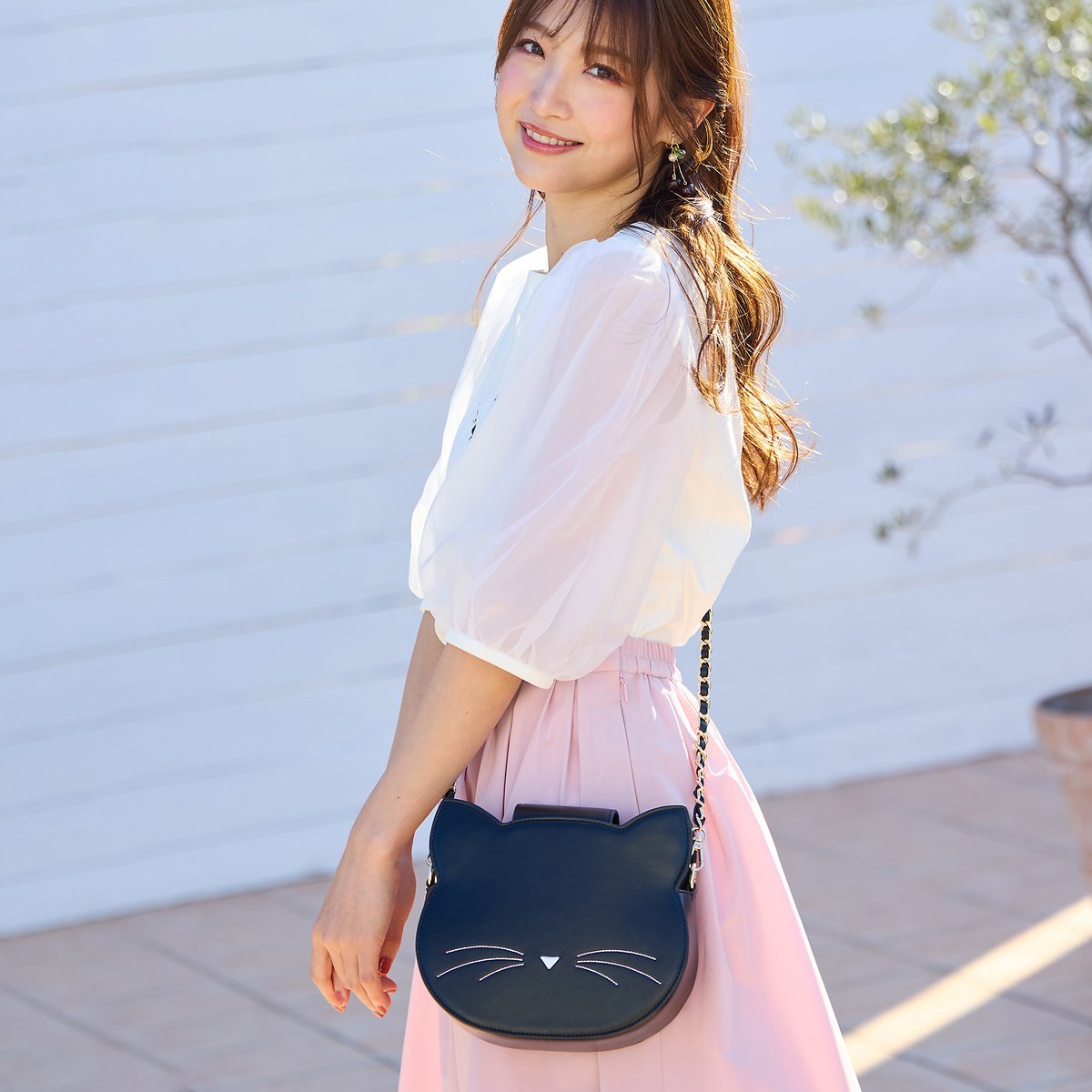 Jolly Poupee キャットポシェット ローズティアラ バッグ その他のバッグ ブラック【送料無料】