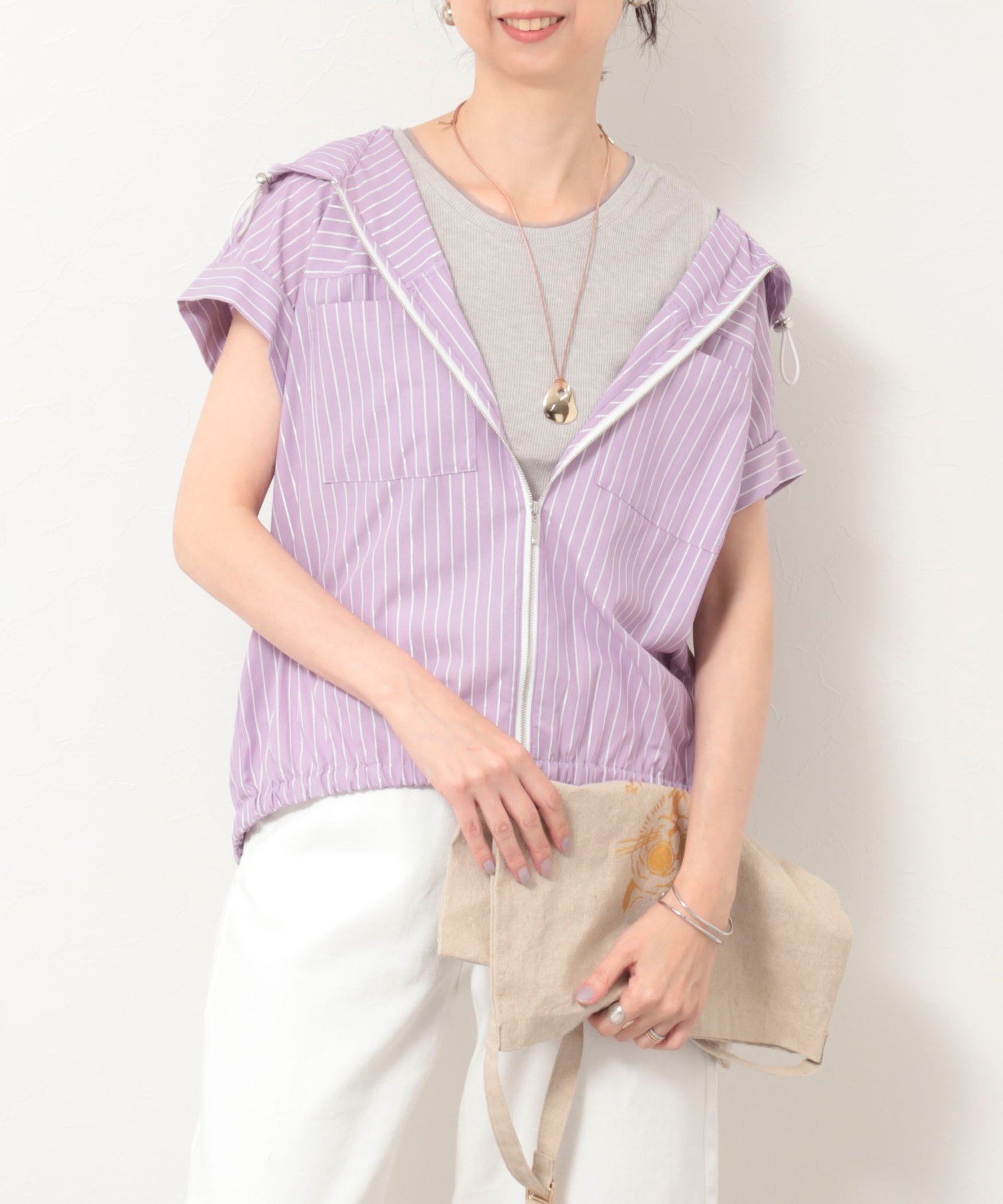 【SALE／60%OFF】MICO COULIER T/Cブロードジップアップシャツ ノーリーズ トップス シャツ・ブラウス ブラウン パープル ブルー