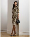 LAUREN RALPH LAUREN ゼブラプリント タイフロント クレープ シャツドレス ラルフローレン ワンピース・ドレス シャツワンピース ホワイト【送...