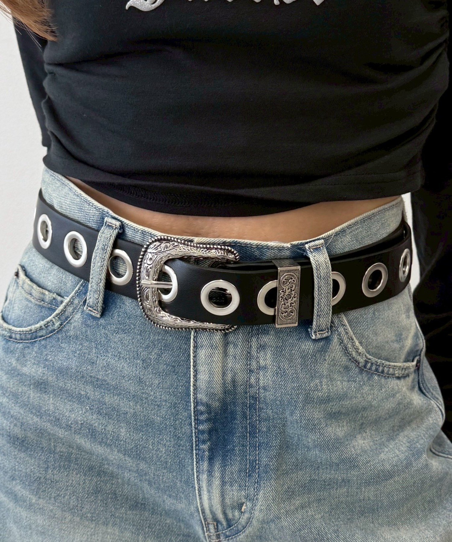 WEGO LADY'S Lウエスタンバックルハトメベルト ウィゴー ファッション雑貨 ベルト ブラック